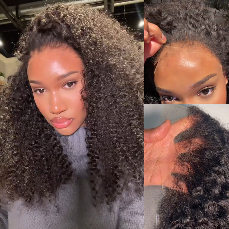 Kinky Curly 13x4 HD Lace 180% Density Full Frontal Wigs Pre-plucked Nature Hairline