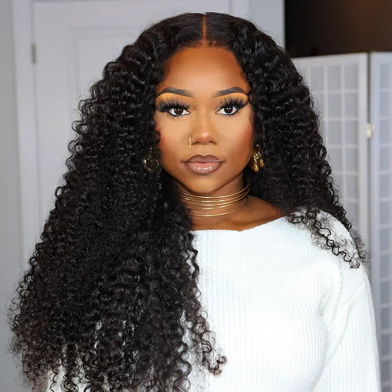 Kinky Curly 13x4 HD Lace 180% Density Full Frontal Wigs Pre-plucked Nature Hairline