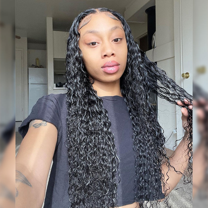 Deep curly 13x4 HD Lace 180% Density Full Frontal Wigs Pre-plucked Nature Hairline
