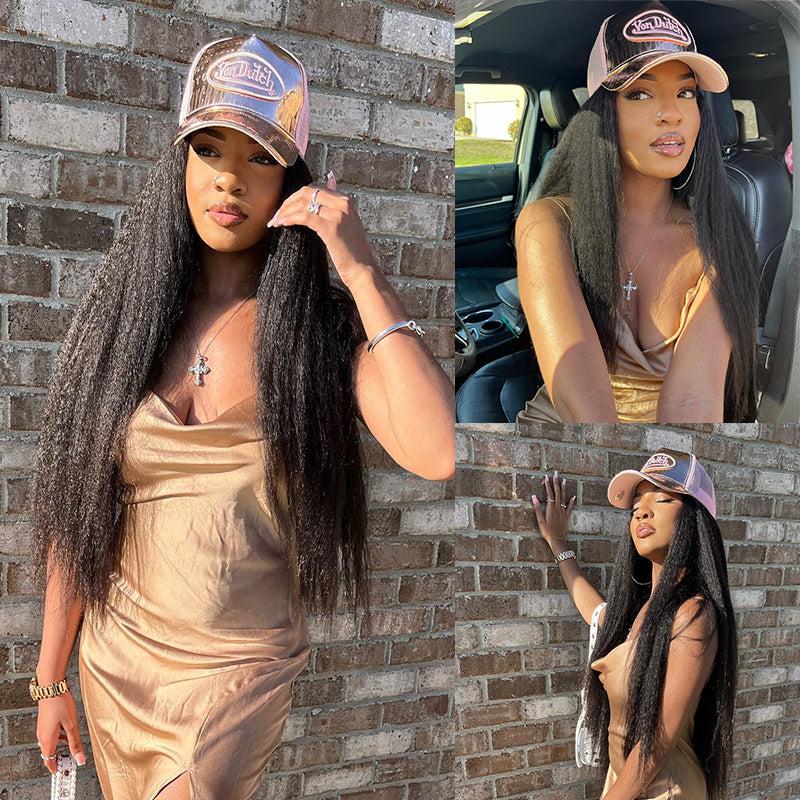Yaki&Kinky Straight 13x4 HD Lace 180% Density Full Frontal Wigs Pre-plucked Nature Hairline