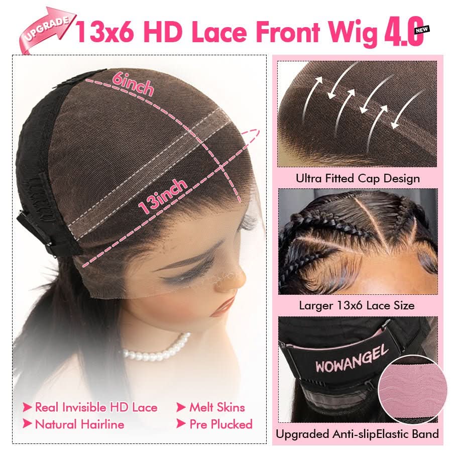 13X6 Kinky Straight Full Frontal Wig Pre Plucked Top1Hair Skinlike Real HD Lace180%Density