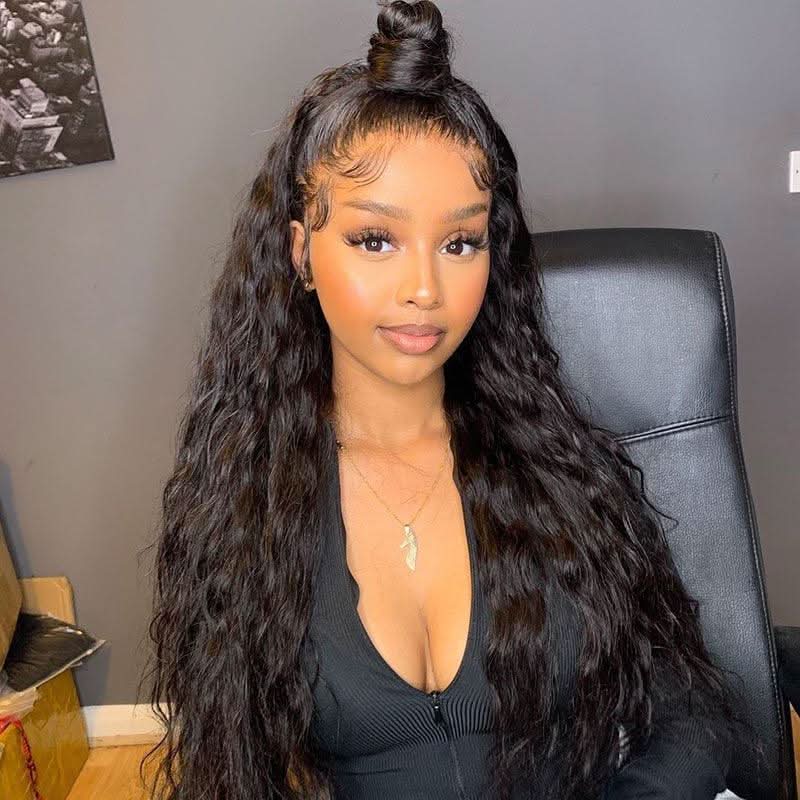 13X6 Water Wave Full Frontal Wig Pre Plucked Top1Hair Skinlike Real HD Lace 200%Density