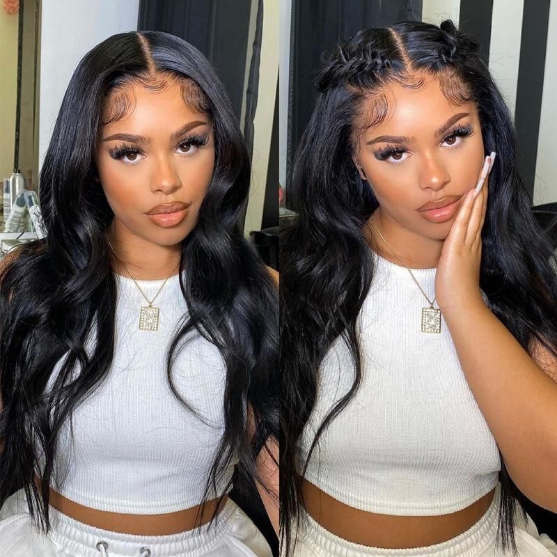 Body wave 13x4 HD Lace 180% Density Full Frontal Wigs Pre-plucked Nature Hairline