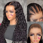 Water wave 13x4 HD Lace 180% Density Full Frontal Wigs Pre-plucked Nature Hairline