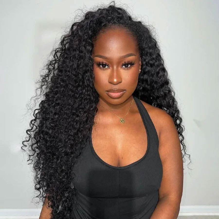 Half wig Brianna Same Style Deep Curly Top One Hair Skinlike Real HD Lace 200%Density