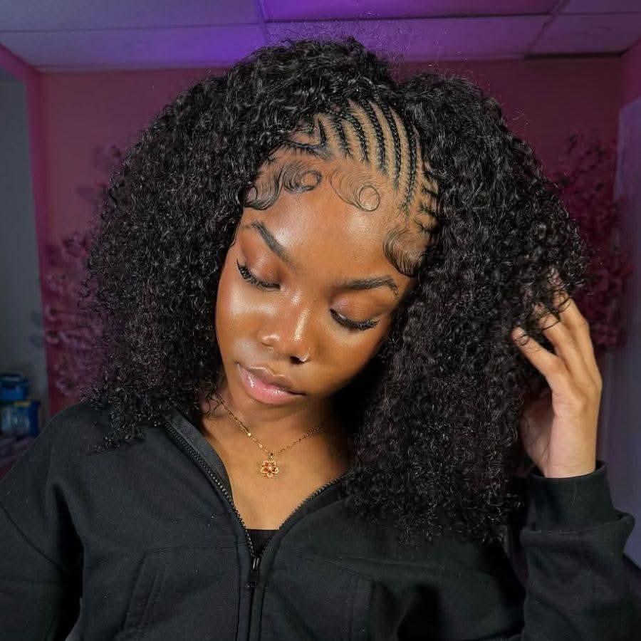 Half wig Brianna Same Style Kinky Curly Top One Hair Skinlike Real HD Lace 180%Density