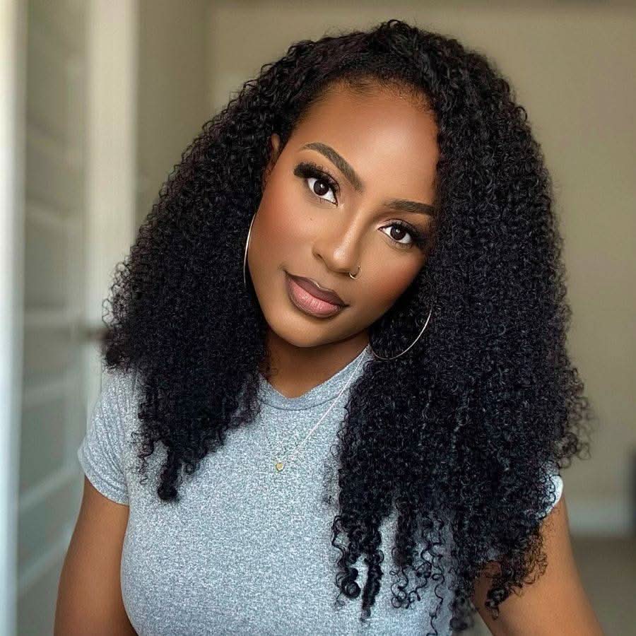 Half wig Brianna Same Style Kinky Curly Top One Hair Skinlike Real HD Lace 180%Density