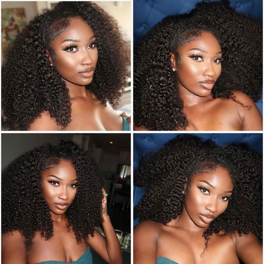 Half wig Brianna Same Style Kinky Curly Top One Hair Skinlike Real HD Lace 180%Density
