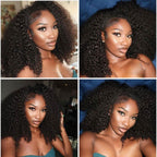 Half wig Brianna Same Style Kinky Curly Top One Hair Skinlike Real HD Lace 180%Density