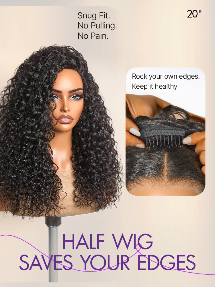 Half wig Brianna Same Style Water Wave Top One Hair Skinlike Real HD Lace 180%Density