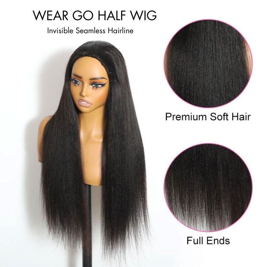 Half wig Brianna Same Style Yaki Top One Hair Skinlike Real HD Lace 180%Density